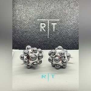 R|T by Robert Tateossian Cufflinks; Blue / Silver Pearl Cufflinks. New in Box
